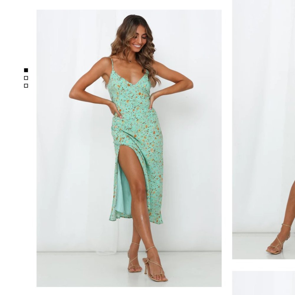 California Dreaming Midi Dress- Green by Hello Molly